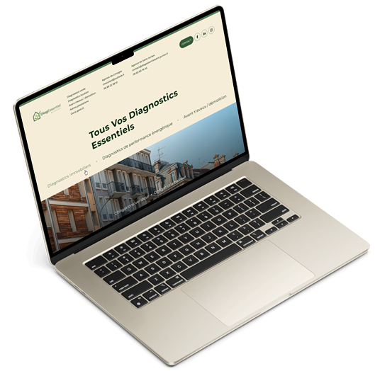 Ordinateur affichant le site DiagEssentiel pour le paiement en ligne sécurisé